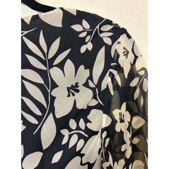 Vintage 90s Vision Apparel Dress Women's 6 Floral, Silk black and white summer - Picture 11 of 11